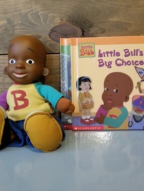 Vintage Y2k Fisher Price Little Bill Doll & Scholastic Book Set